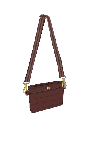 A Think Royln burgundy suede crossbody bag with a matching adjustable shoulder strap and gold-tone hardware, shown against a plain white background.