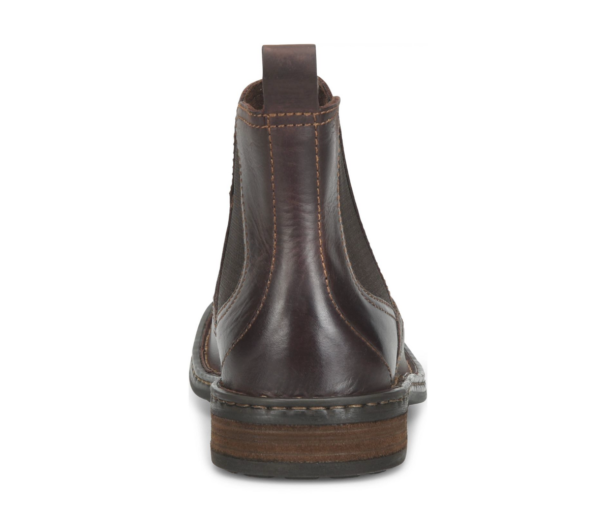 Dark brown Born Chelsea boot from the back