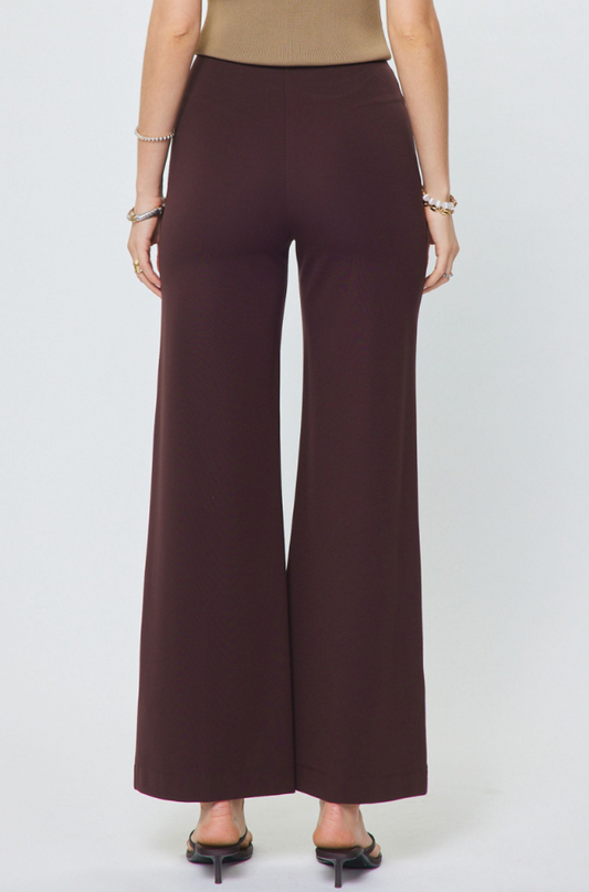 Current Air Chocolate ponte high‑rise wide‑leg pants with smooth stretch and modern tailored silhouette.