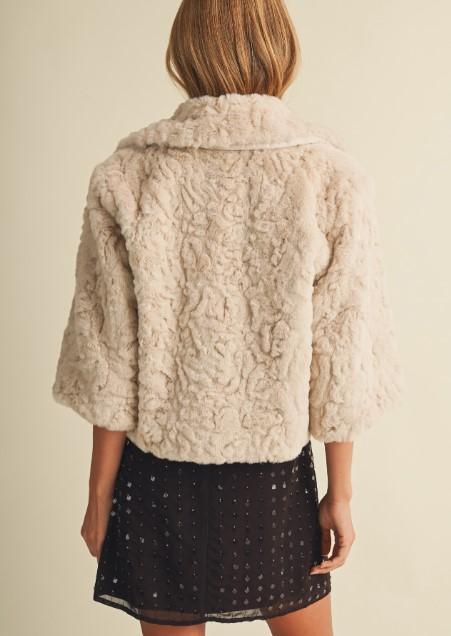 Rosette Faux Fur Jacket