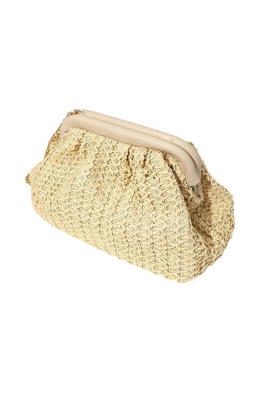 Wona Woven Raffia Clutch/ Crossbody