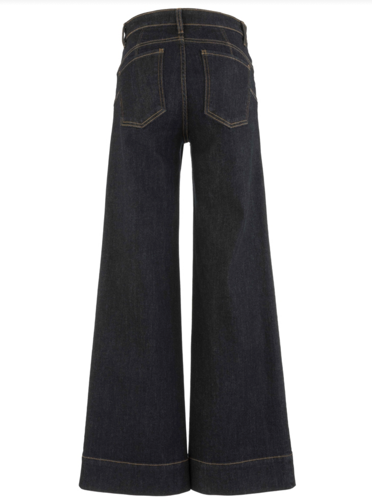 Back view of Kut Maya dark wash wide-leg denim jeans on a white background.