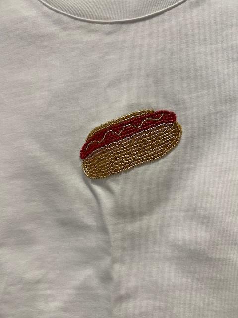 Baby Tee with Beaded Hotdog