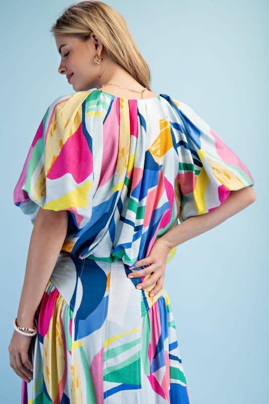 Bright Abstract Short Sleeve Top