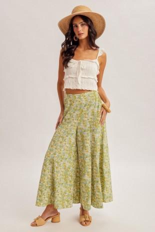 Floral Print Wide Leg Pants