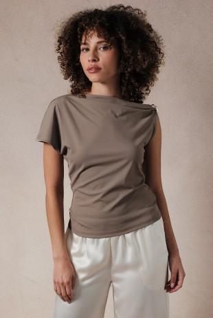 Asymemetric Neck Nylon Top