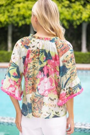 Tassel Front and Fringe Floral Top