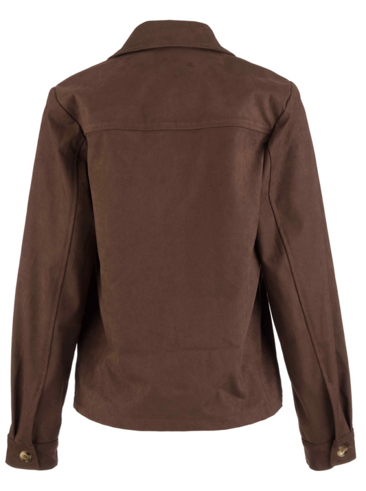 A Kut Dakota brown jacket shown from the back, featuring a collar, long sleeves, and buttoned cuffs, photographed against a solid white background.