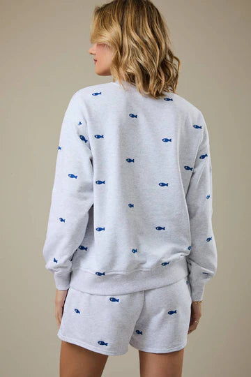 Crew Neck Long Sleeve Fish Sweatshirt