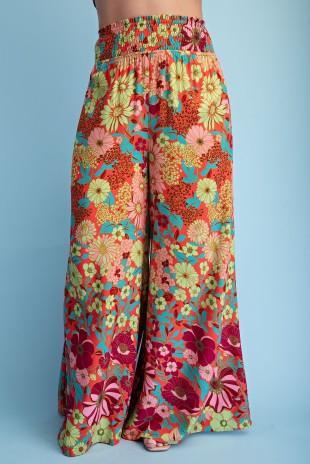Retro Floral Wide Leg Pant