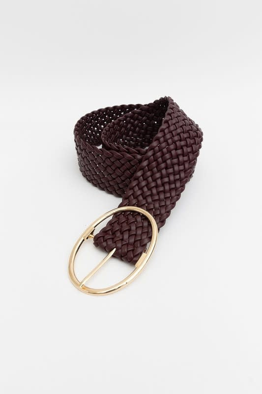 Leto Collection Wide Braided Oval Buckle Belt