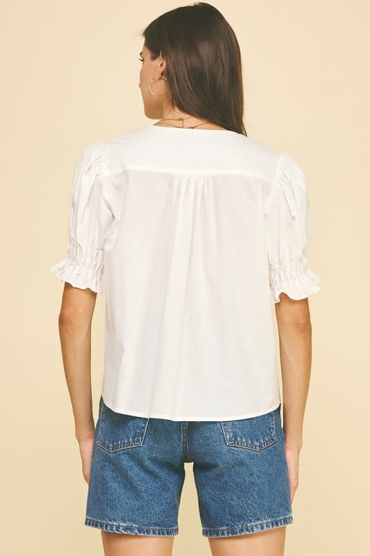 Pinch Button Down Blouse Top