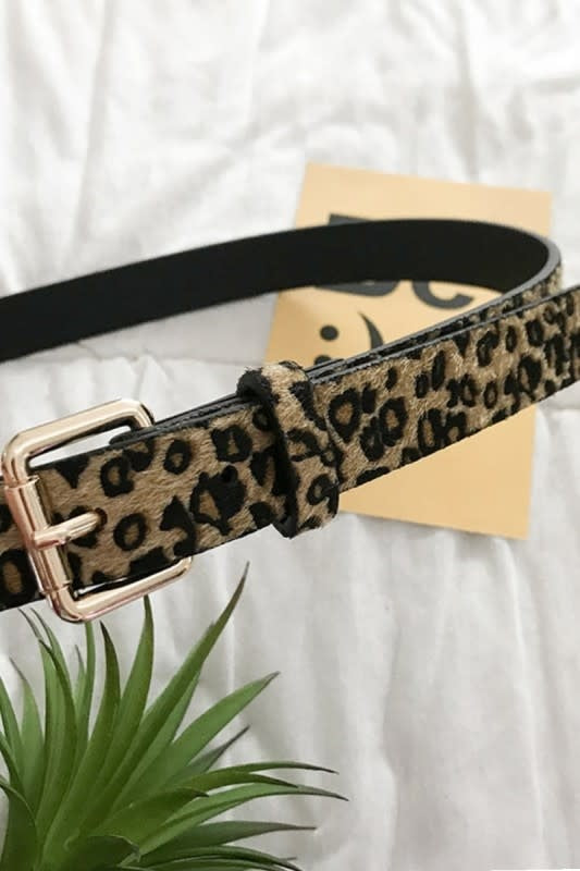 Swan Madchen Leopard Print Square Buckle Belt