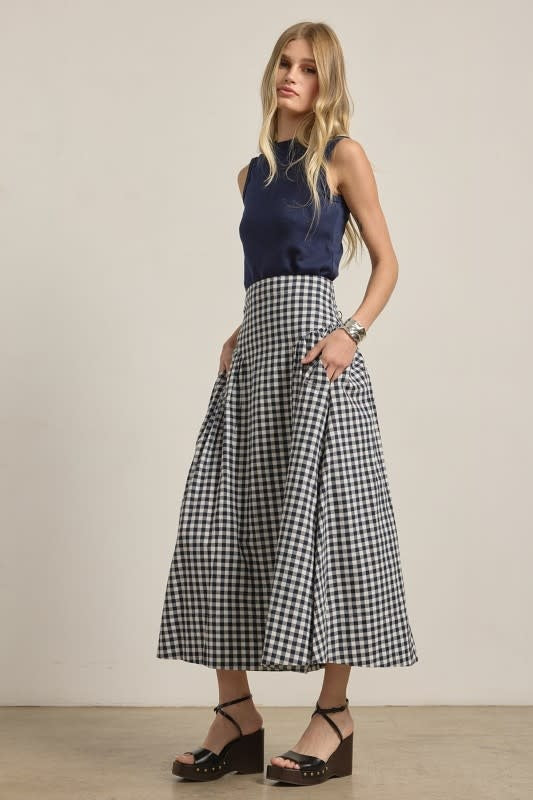 Raisonnel Gingham Check Midi Skirt