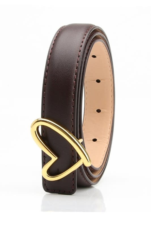 Swan Madchen Heart Buckle Faux Leather Belt