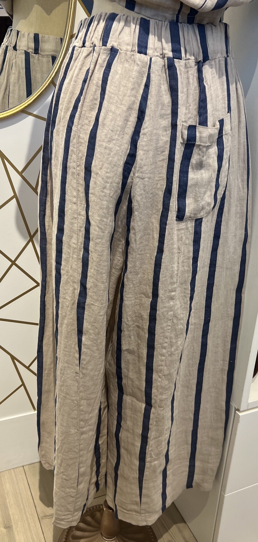 Camille & Co Striped Linen Pants
