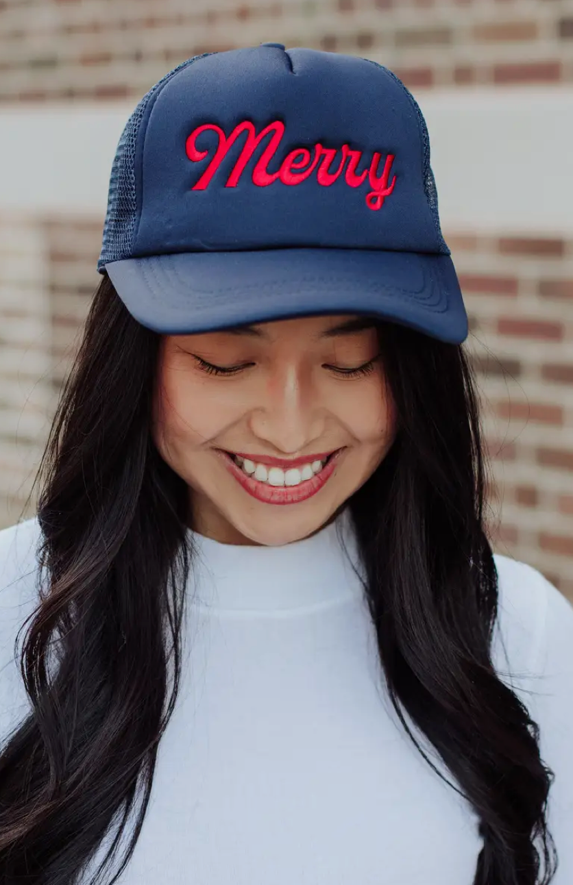Panache Apparel Merry Trucker Hat TH-55 Navy O/S