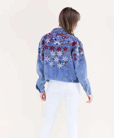Original USA Wildflower Hand Embroidered Jacket