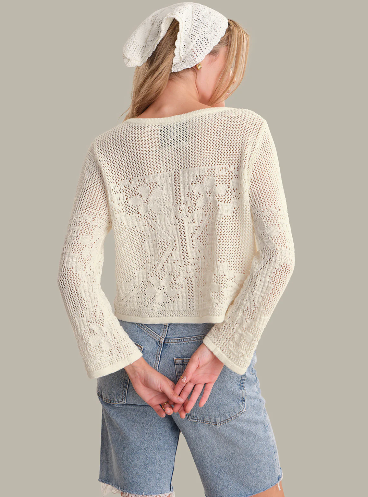 Mesh Stitch Sweater Jacket