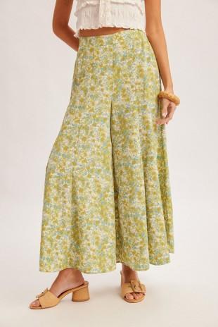 Floral Print Wide Leg Pants