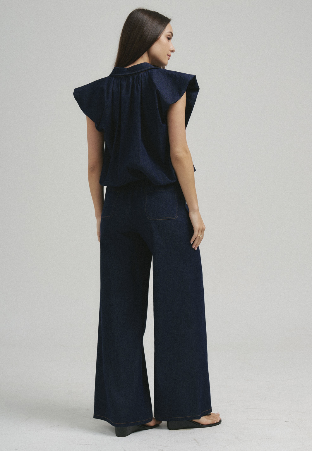 Bubble Hem Denim Top