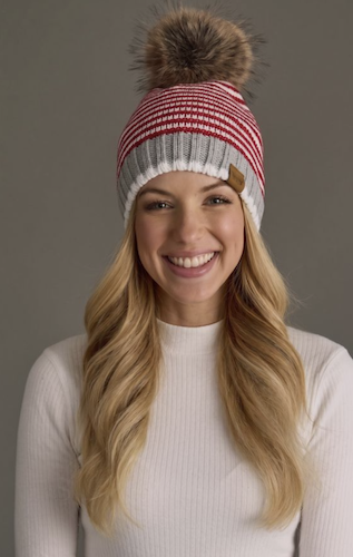 Patterned Knit Pom Hat
