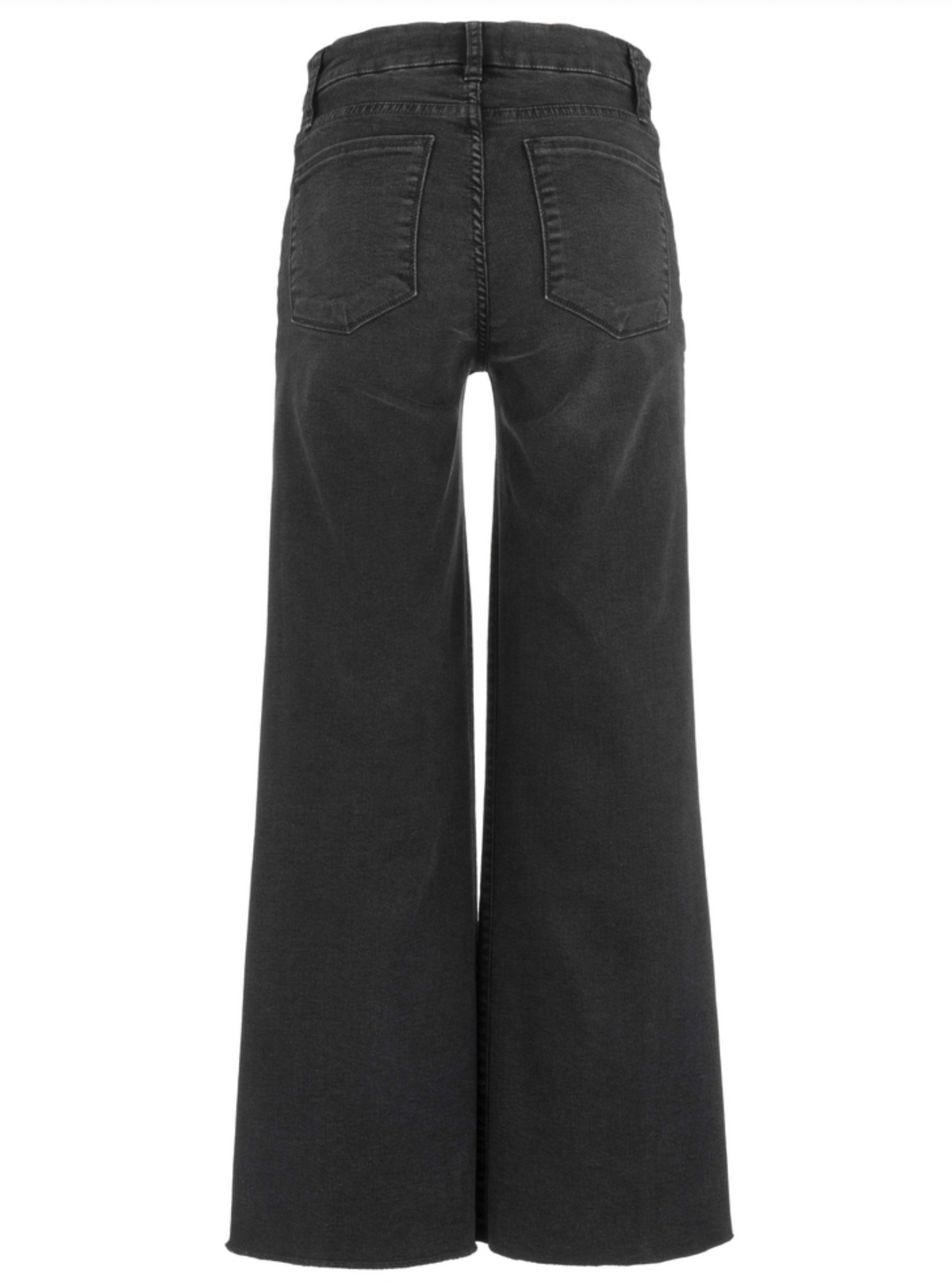 Kut Meg Black wide-leg cropped jeans shown from the back, featuring a faded wash and classic five-pocket design.