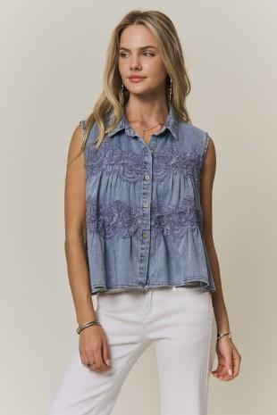 Sleeveless Top with Lace Detail