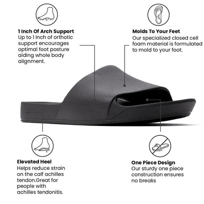 Archies Arch Support Slides with contoured footbed, real arch support, and lightweight molded foam construction.