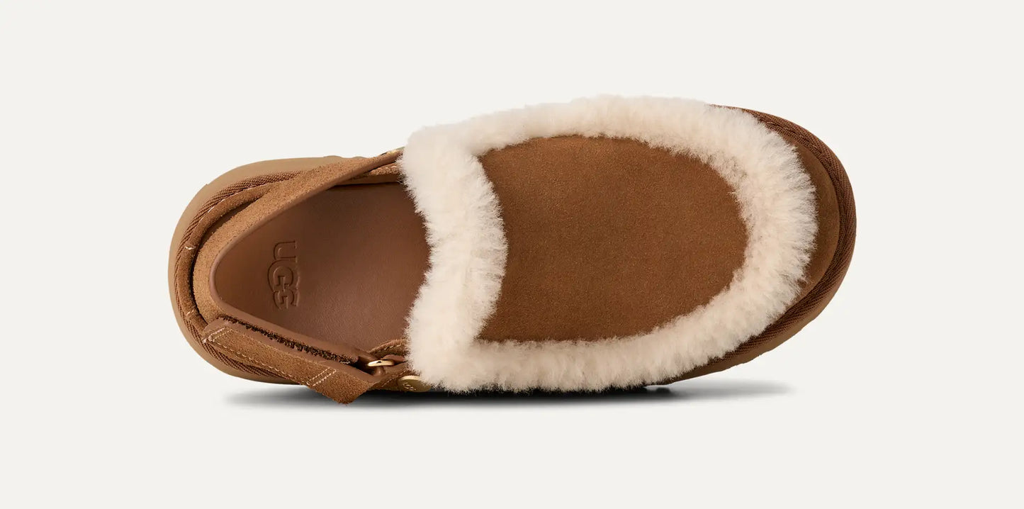 Women’s UGG Esmee clog in chestnut with a sculpted SugarSole EVA outsole and closed‑toe silhouette.