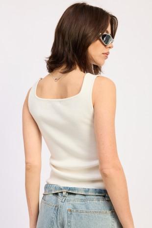Squared Neck Ribbed Top