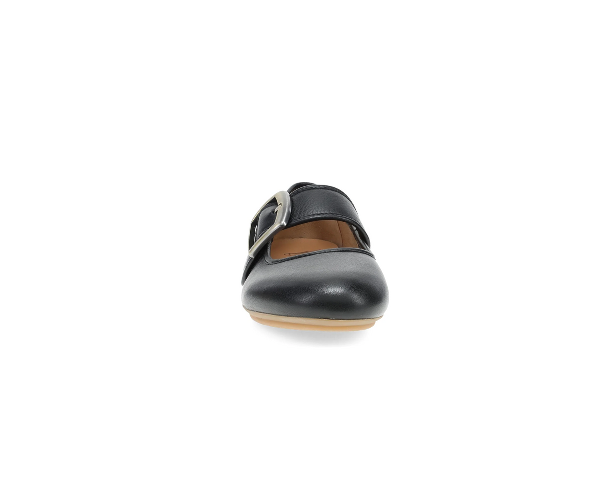 Dansko Matilda Mary Jane Flat with milled leather, bold buckle strap, and removable arch‑support footbed.