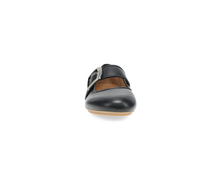 Dansko Matilda Mary Jane Flat with milled leather, bold buckle strap, and removable arch‑support footbed.