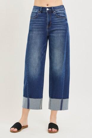 Slouchy Crop Barrel Cuffed Jeans