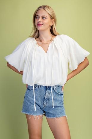 Short Sleeve Balloon Crop Top