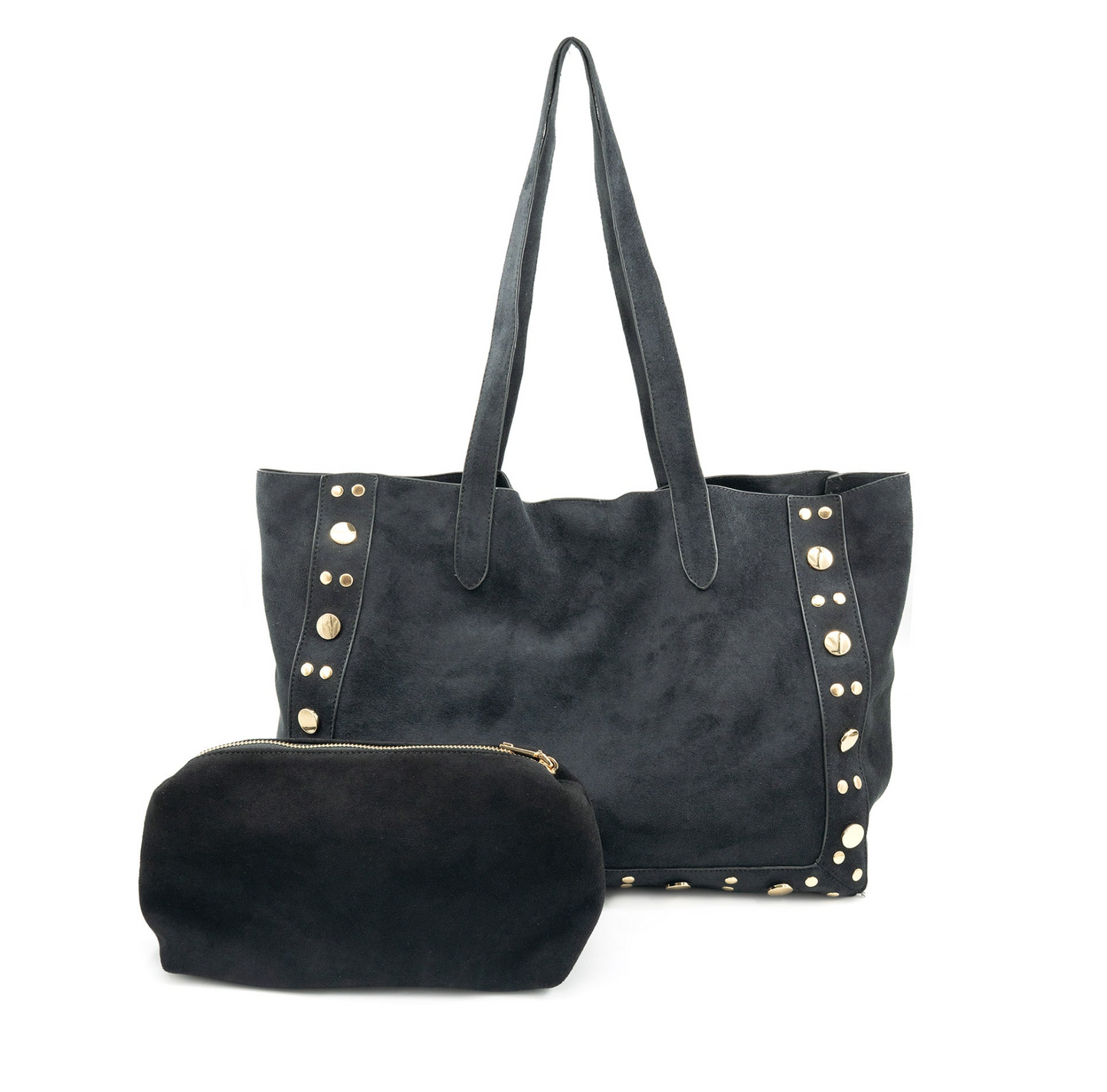 Suede Tote with Studs