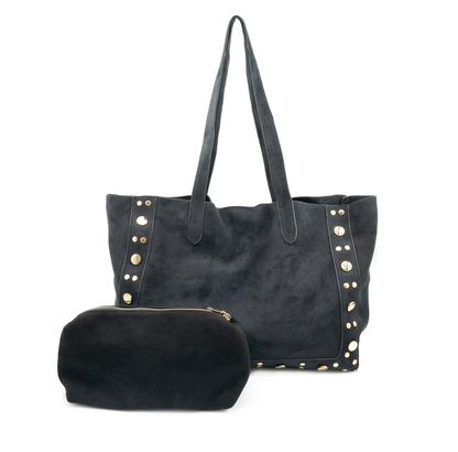 Suede Tote with Studs