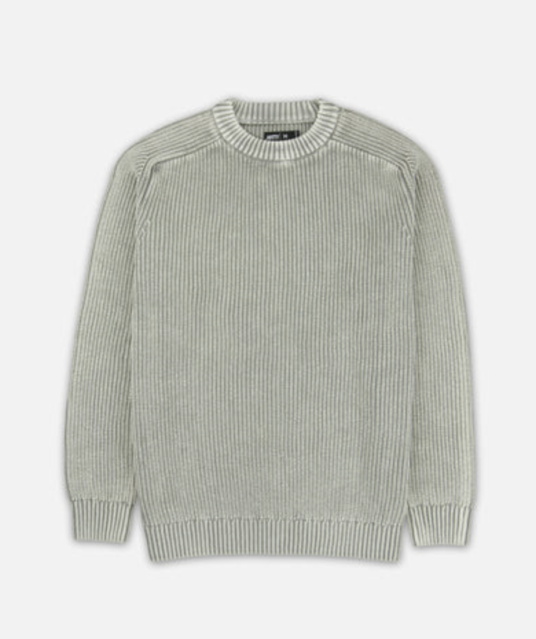 Jetty Undertow Washed Crewneck Sweater with washed knit finish and relaxed fit against a white background