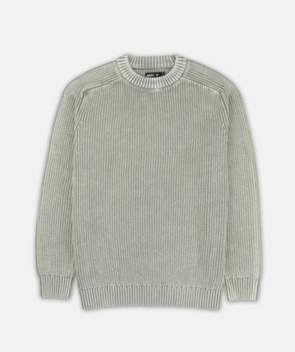 Jetty Undertow Washed Crewneck Sweater with washed knit finish and relaxed fit against a white background