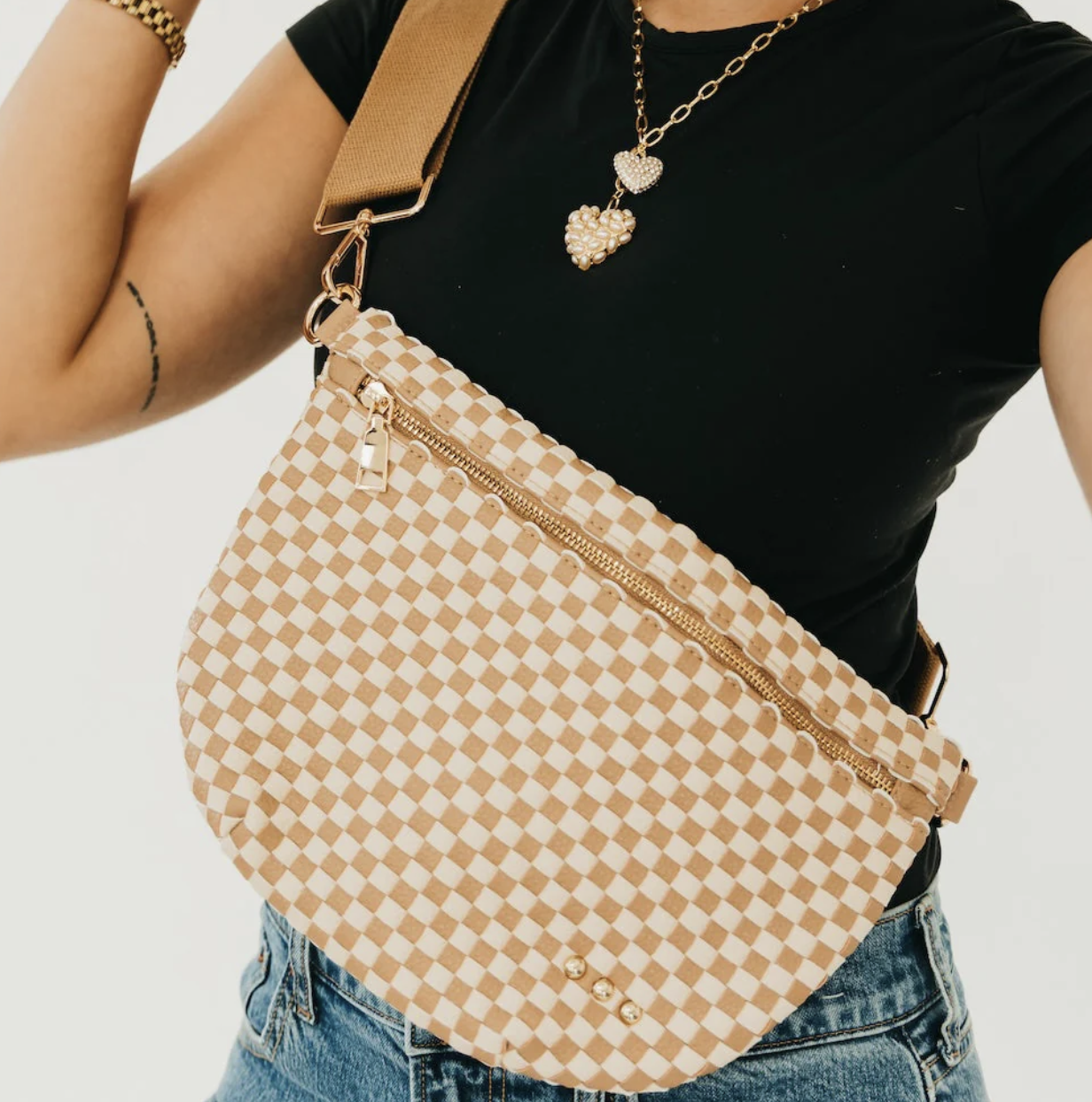 Checkered Woven Westlyn Bag