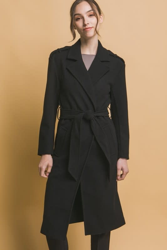 Love Tree Tie Front Trench Coat