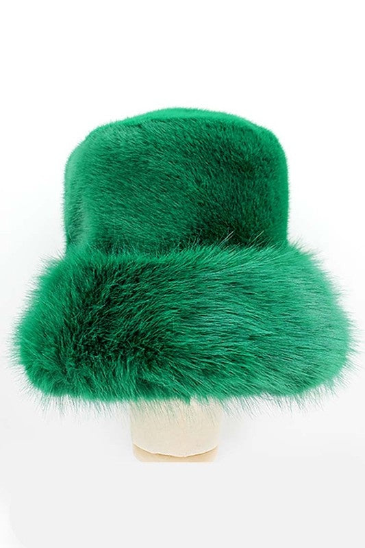 Wona Faux Fur Russian Style Plush Bucket Hat