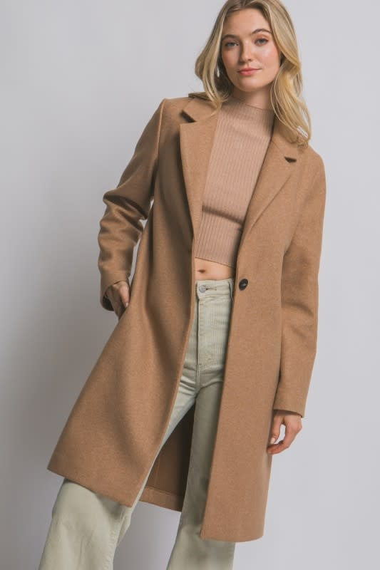 Love Tree Classic Single Breasted Long Coat