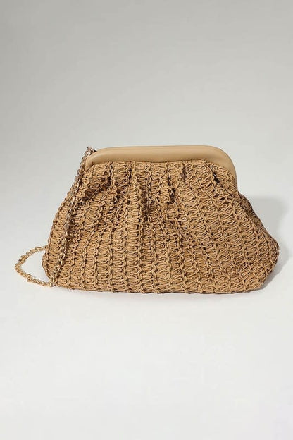 Wona Woven Raffia Clutch/ Crossbody