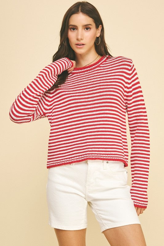 Pinch Striped Crew Neck Sweater