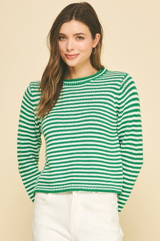 Pinch Striped Crew Neck Sweater
