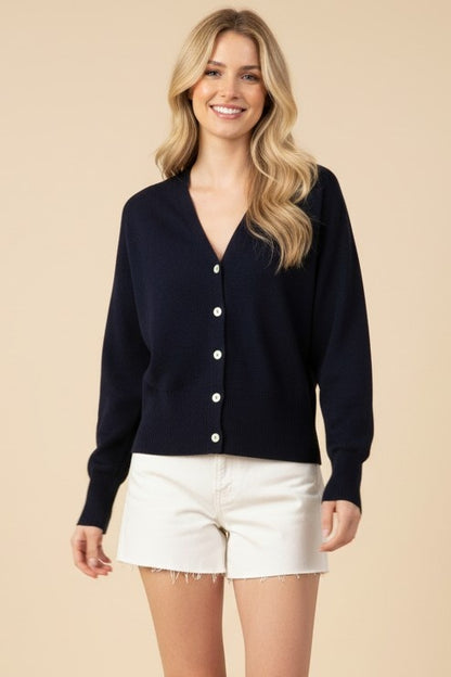 Pinch Button Contrast Stitch Cardigan