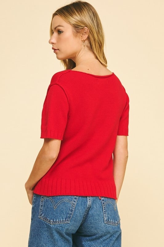 Pinch Raw Edge Knit Sweater