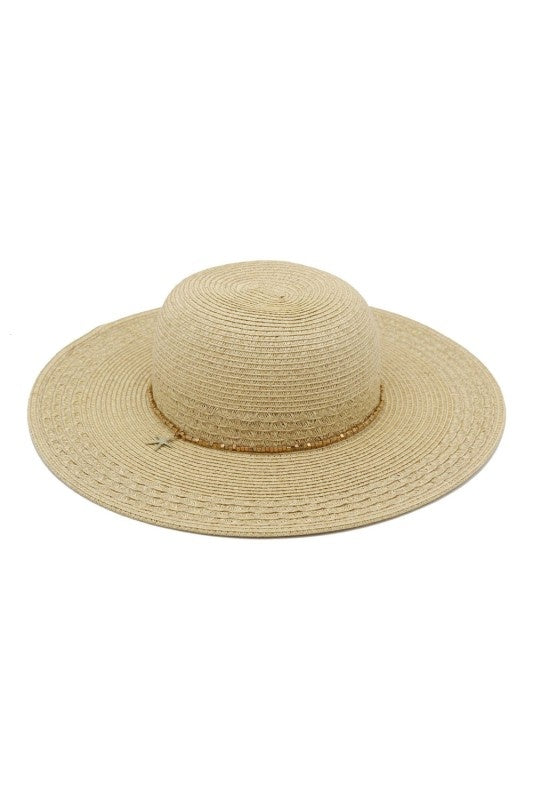 Wona Starfish Charm Sequin Band Straw Hat