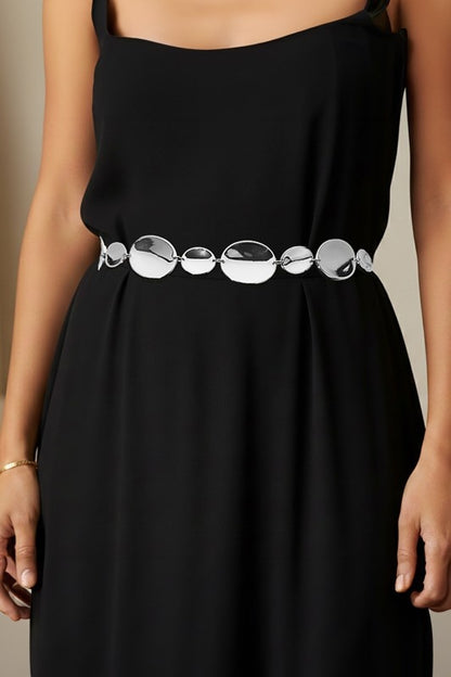 Polished Disc Link Chain Waist Belt